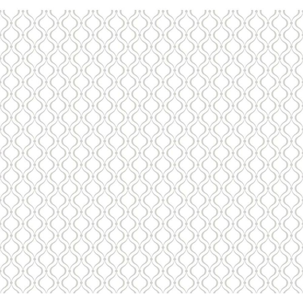 2 Double Rolls YORK WALLPAPER 'Cool Kids' Glitter Trellis Silver White Prepasted